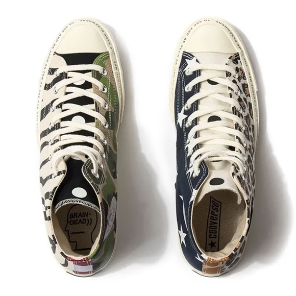 Brain Dead X Chuck Taylor (Converse) 70 HIGH - 'Mismatched Prints' (M6/W8) NWT - Picture 7 of 16